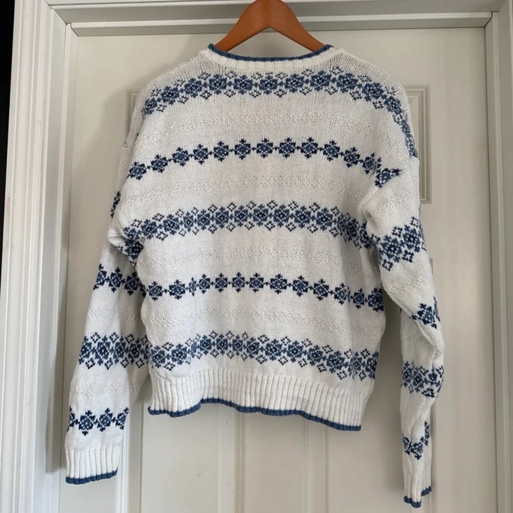 Vintage Liz Wear 100% Cotton Blue/White Sweater size Medium - Picture 12 of 12
